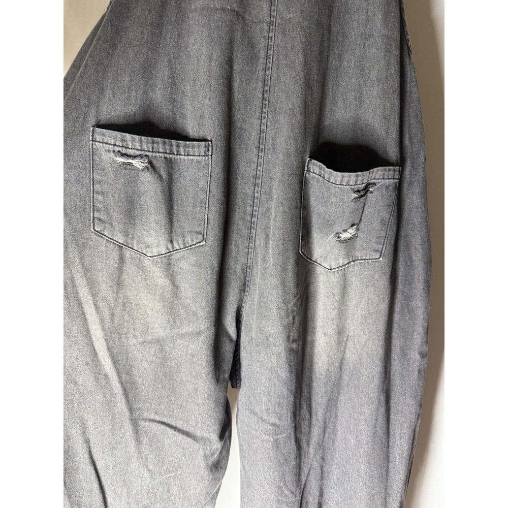 Three bird nest high hopes slouchy denim overalls grey size large - Picture 8 of 10